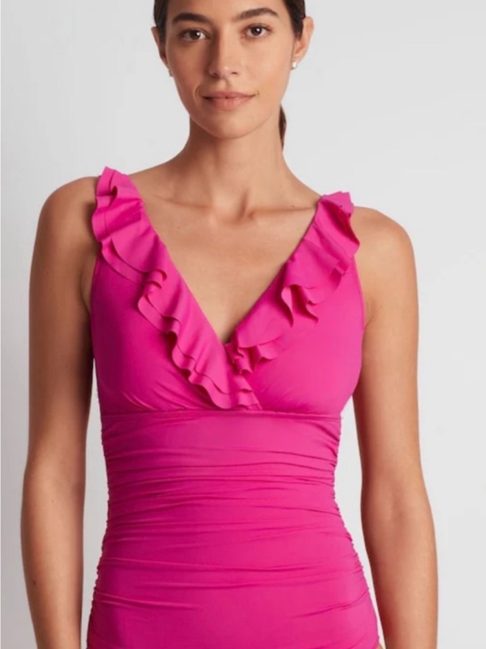 Ralph Lauren Bright Hot Pink One-Piece Swimsuit sz 12 under wire